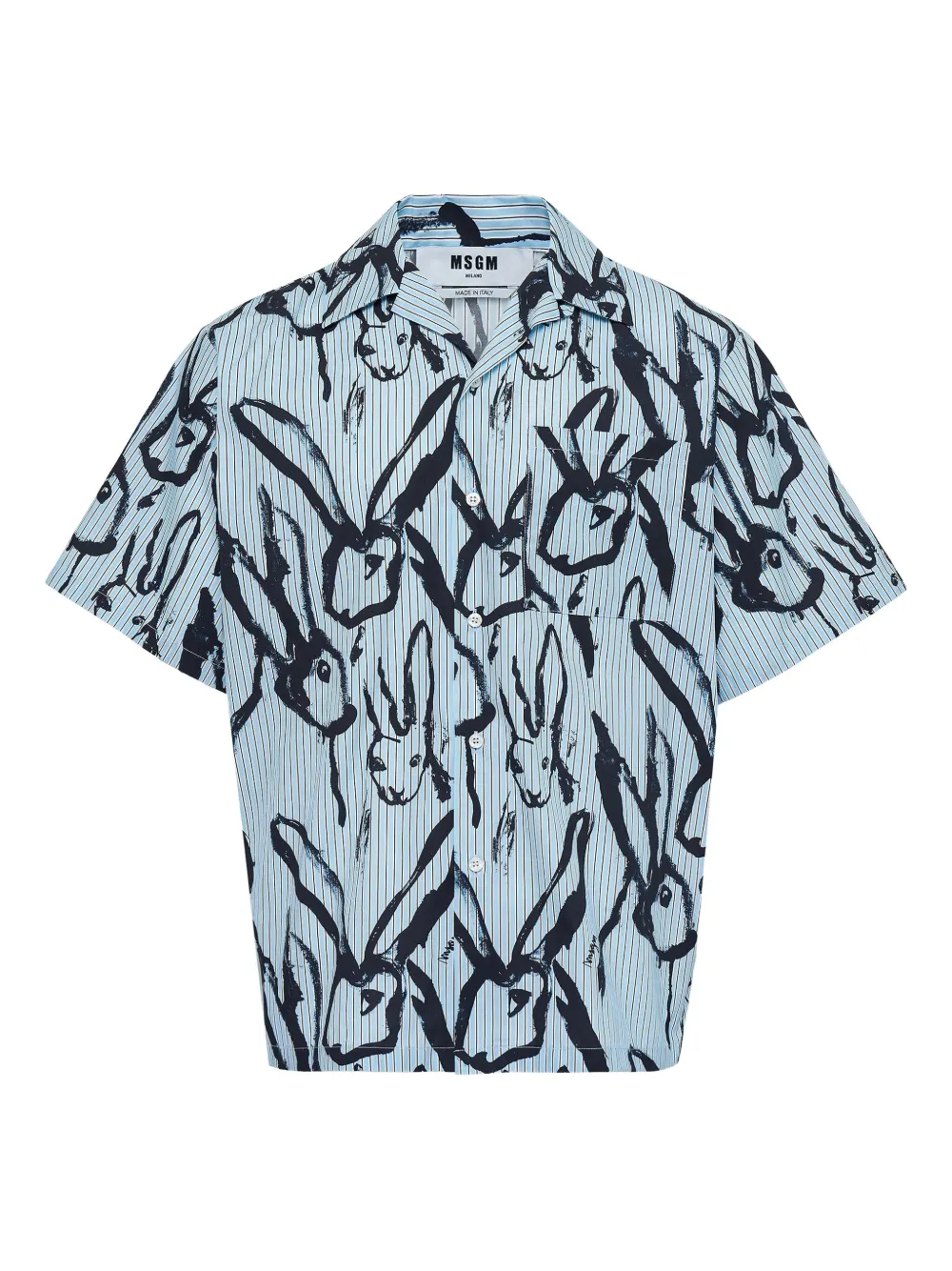 MSGM rabbit-print button-up shirt | Blue | Image 1