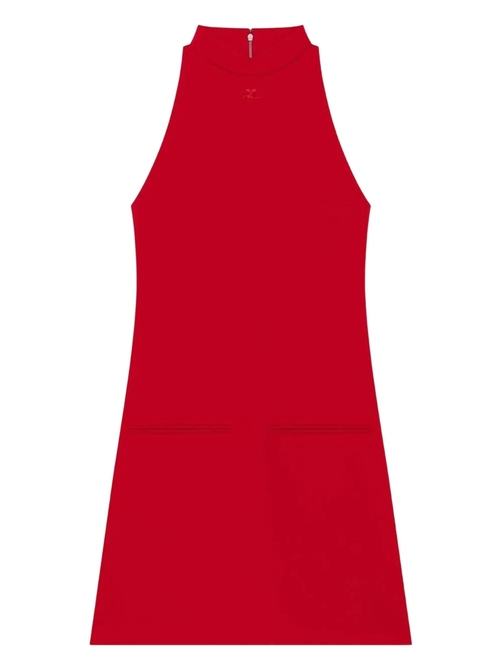 Courrèges embroidered-logo A-line mini dress - Rood