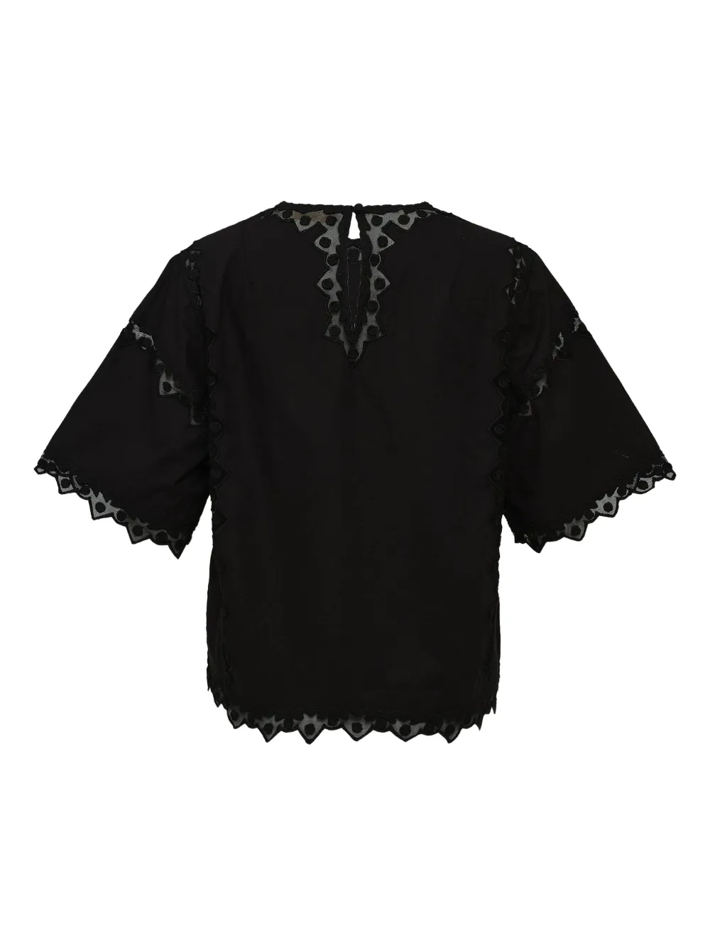 Ulla Johnson lace-trimmed short-sleeve blouse - Zwart