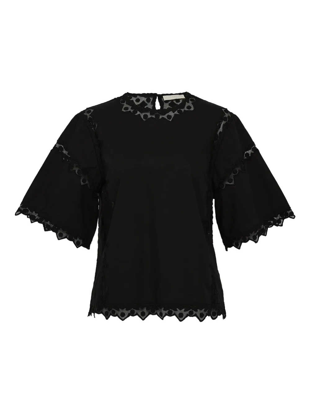 Ulla Johnson lace-trimmed short-sleeve blouse | Black | Image 1