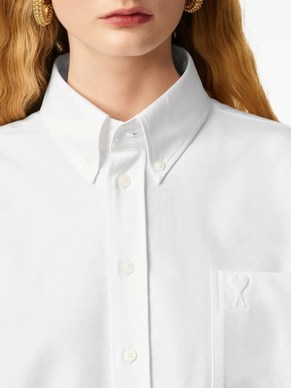  Ami Paris Ami De Coeur Cropped Shirt - White 