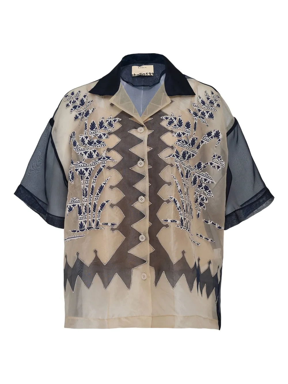 Biyan Camicia in organza con ricamo - Toni neutri