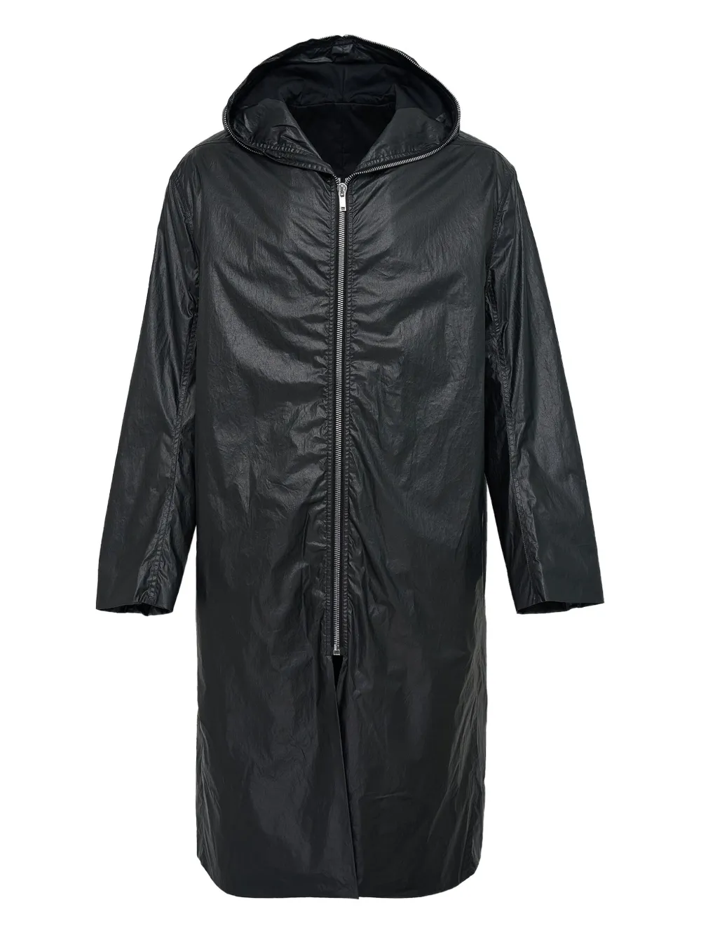 Rick Owens Mac Hooded Raincoat In Black