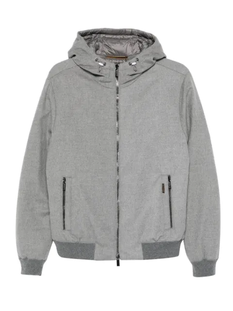 Moorer hooded zip-front jacket
