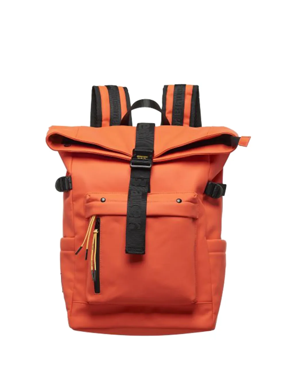 Blauer Roll-top Buckled Backpack In Orange