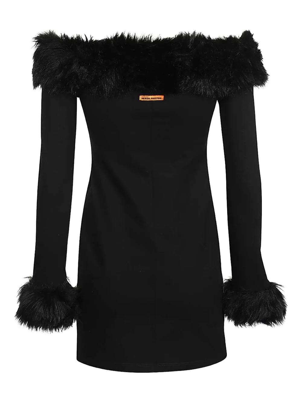 Heron Preston fur-trimmed strapless mini dress | Black | Image 1