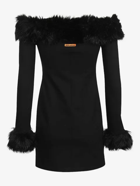 Heron Preston fur-trimmed strapless mini dress