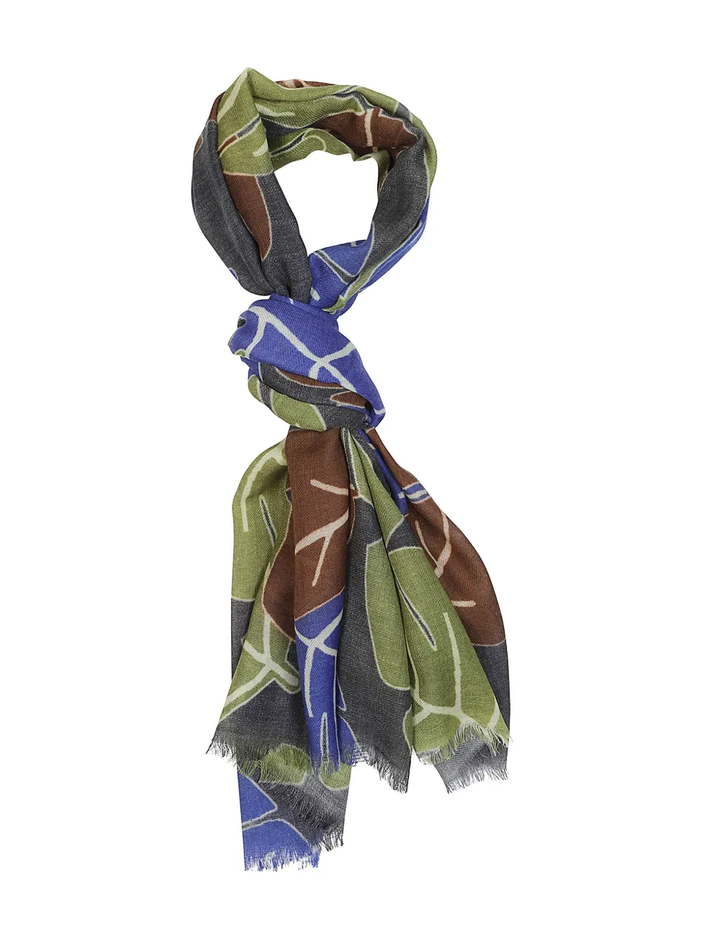 Altea leaf-print wool scarf - ブルー Altea leaf-print wool scarf - ブルー