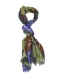 Altea leaf-print wool scarf - Blue