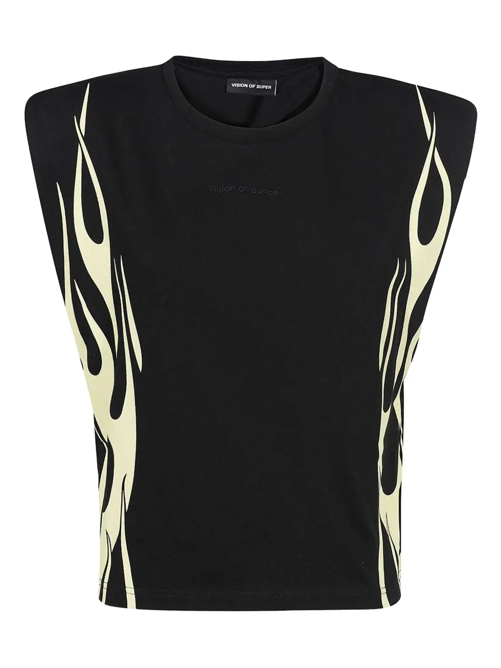 Vision Of Super Flame-print Sleeveless Top In Black