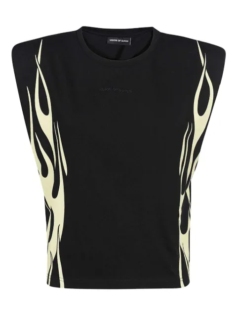 Vision Of Super flame-print sleeveless top