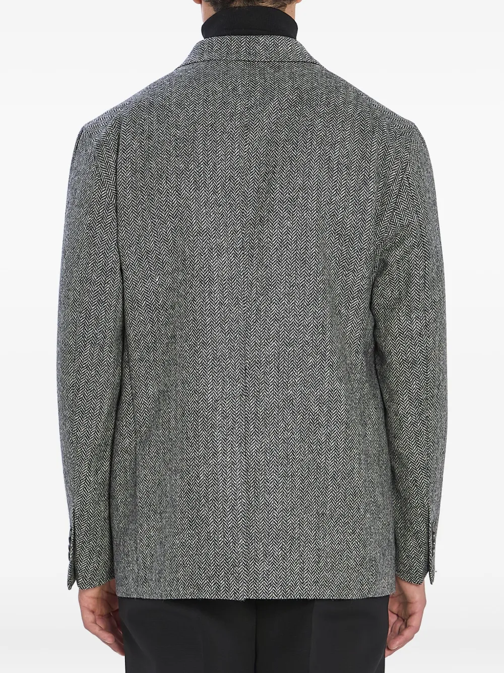 Tagliatore Double-breasted Herringbone Wool Jacket In Gray