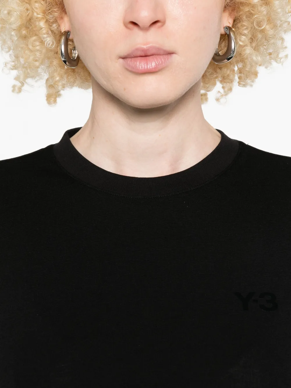 Y-3 Logo-embellished Long-sleeve Tee In Black