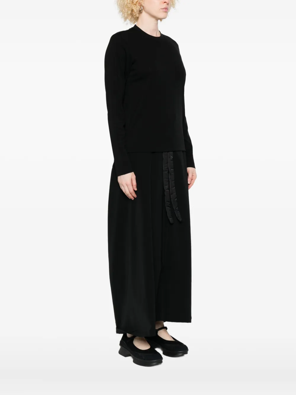 Y-3 Logo-embellished Long-sleeve Tee In Black
