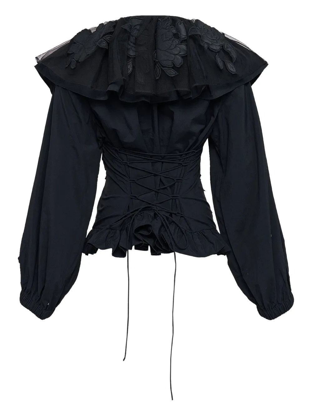 CAROLINE HU Shirt met borduurwerk - Zwart