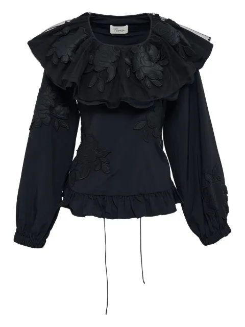 CAROLINE HU blusa bordada con volantes