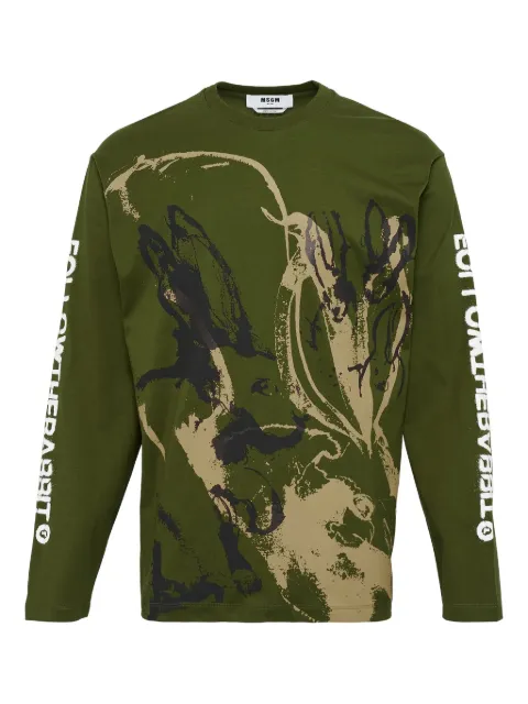 MSGM graphic-print long-sleeve cotton T-shirt