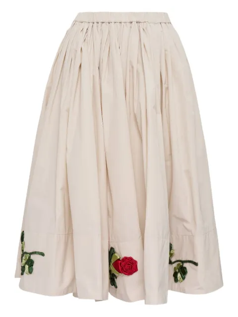 CAROLINE HU 3D floral midi skirt