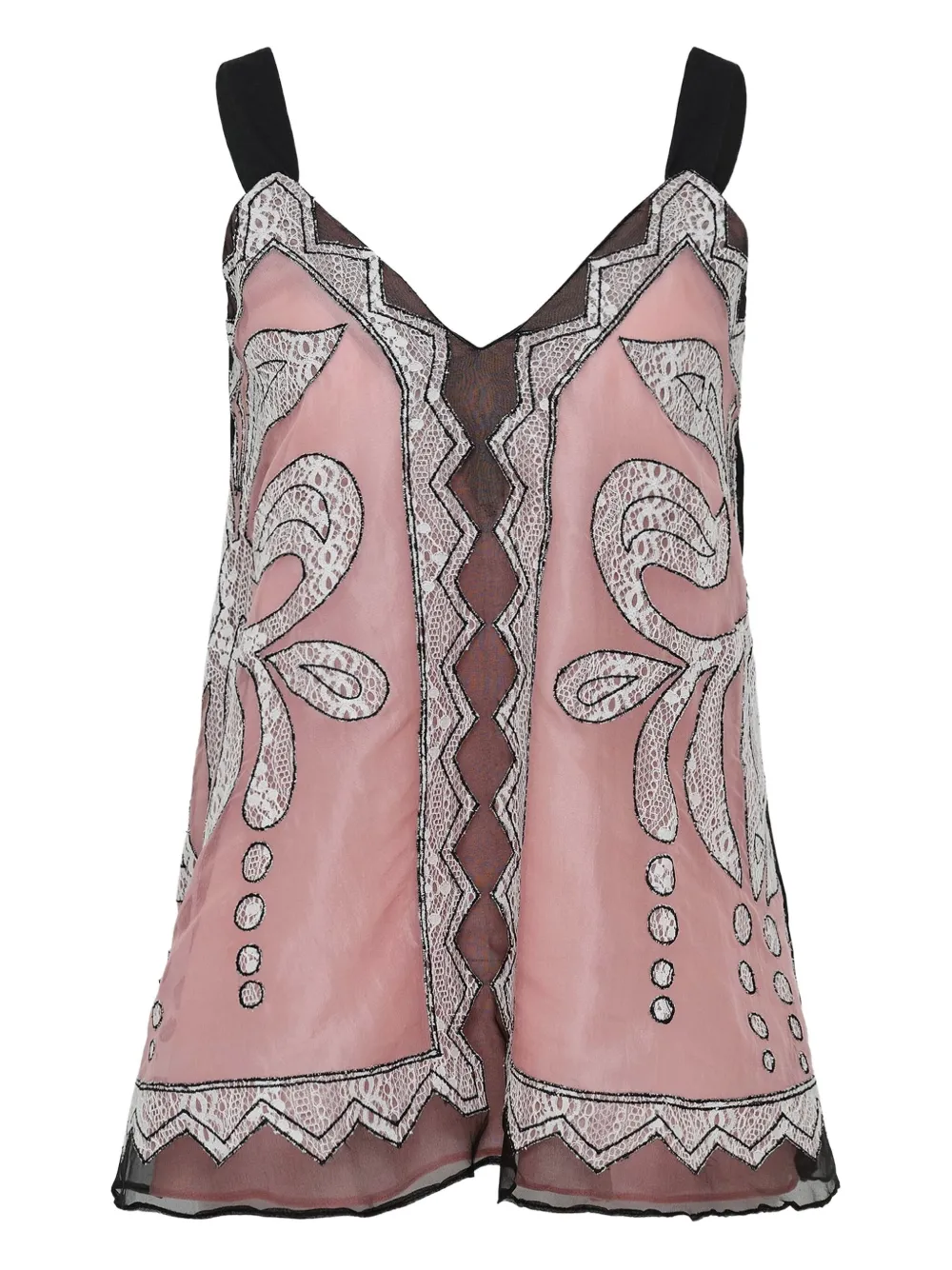 Biyan Katoenen tanktop met geborduurd kant Roze