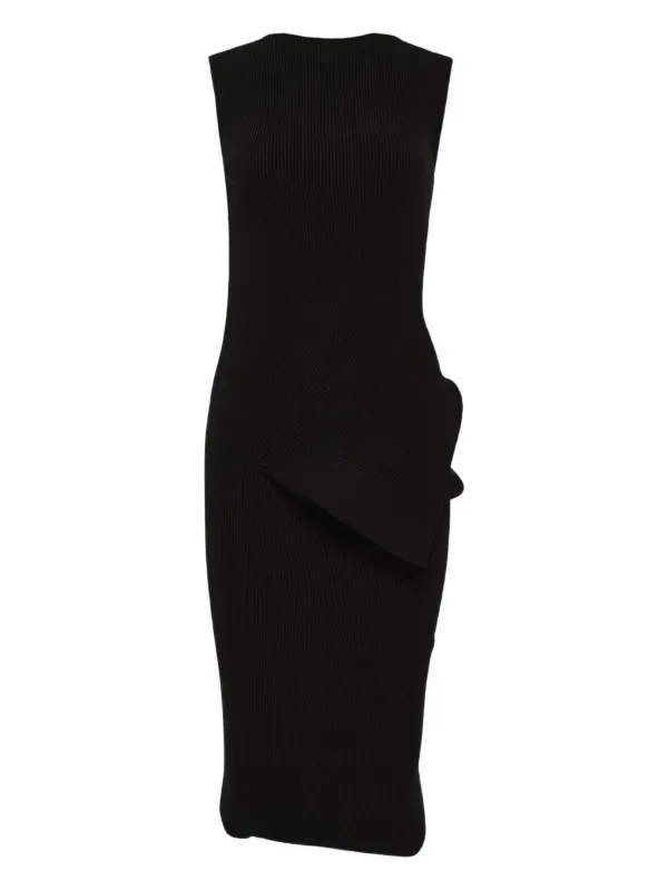 Rick Owens Babel Draped-detail Midi Dress in Black