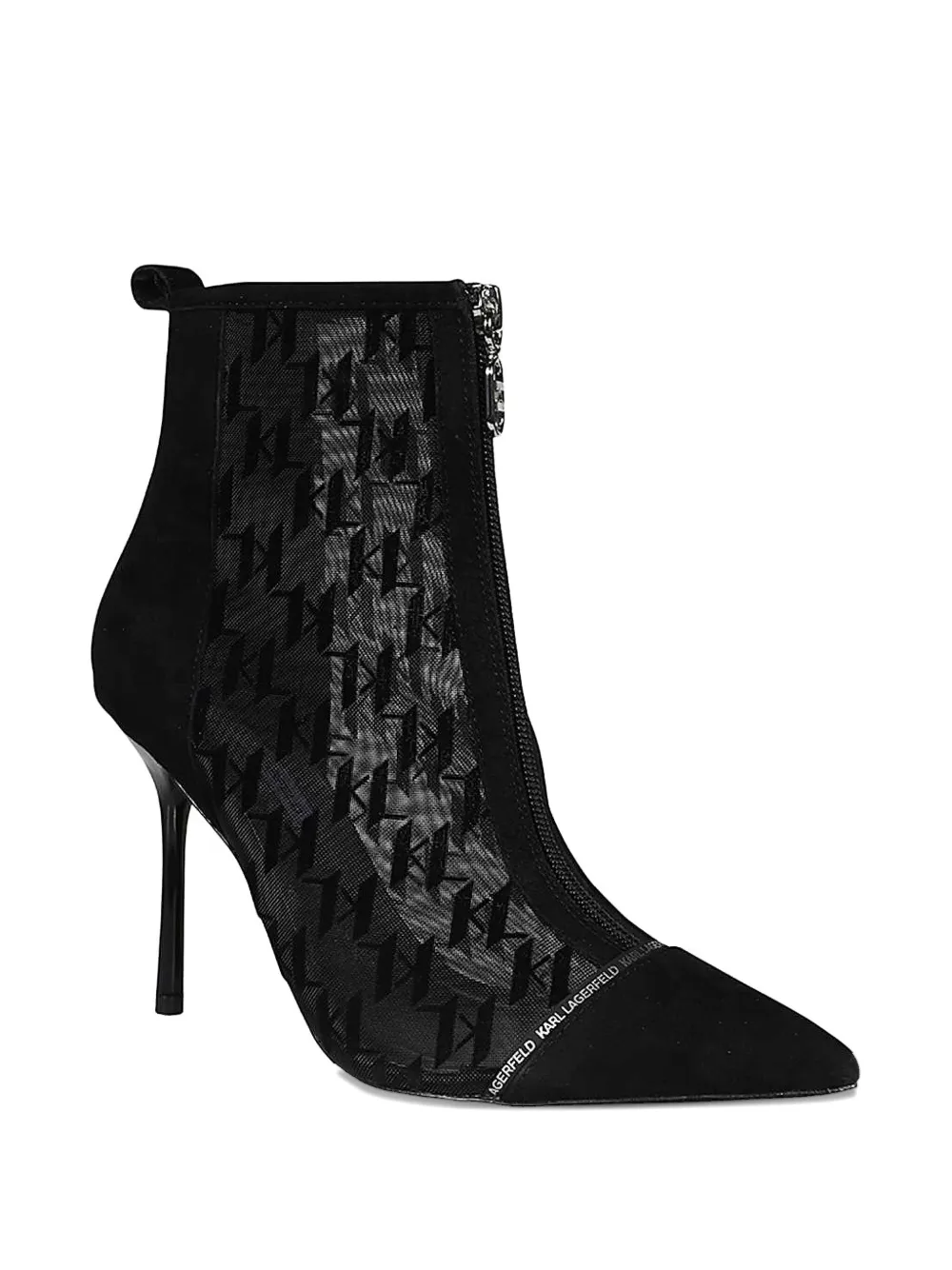 Karl Lagerfeld Monogram Pointed-toe Boots In Black