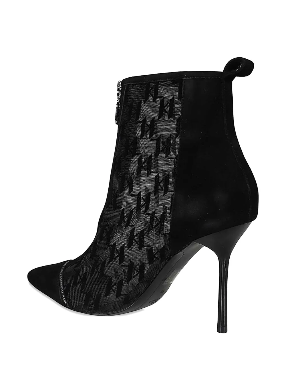 Karl Lagerfeld Monogram Pointed-toe Boots In Black