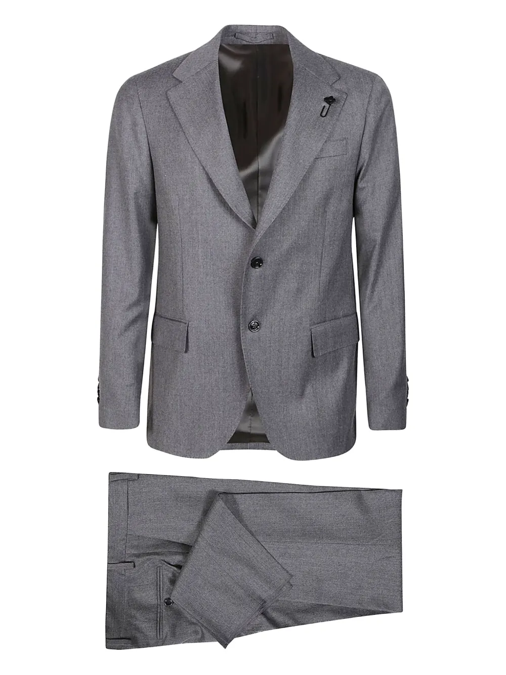 Lardini Buttoned Wool Suit In Gray