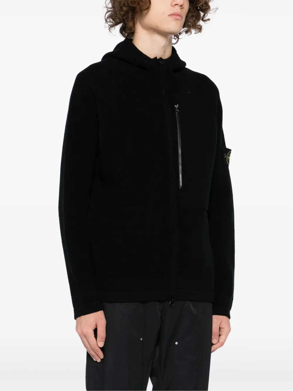 Stone Island Hoodie met logopatch Zwart