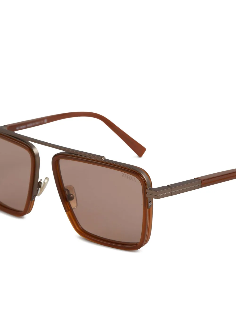 Zegna Zonnebril met vierkant montuur Bruin