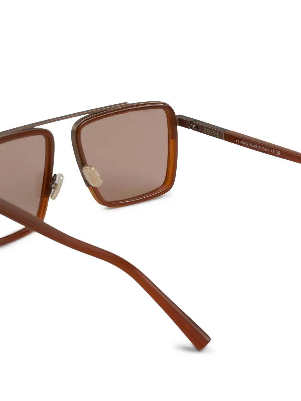 Zegna Zonnebril met vierkant montuur Bruin