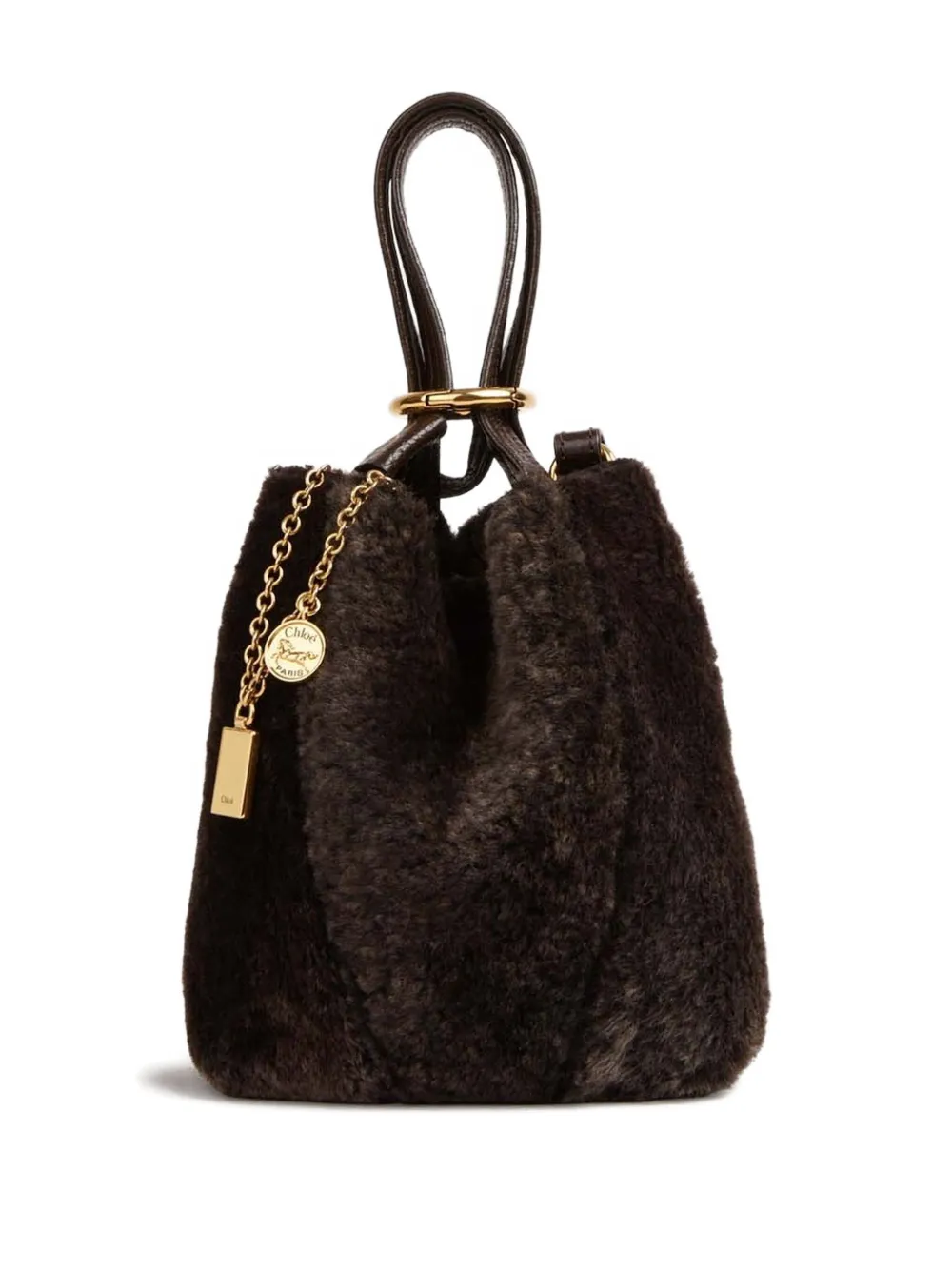Chloé Spin shearling tote bag - Bruin