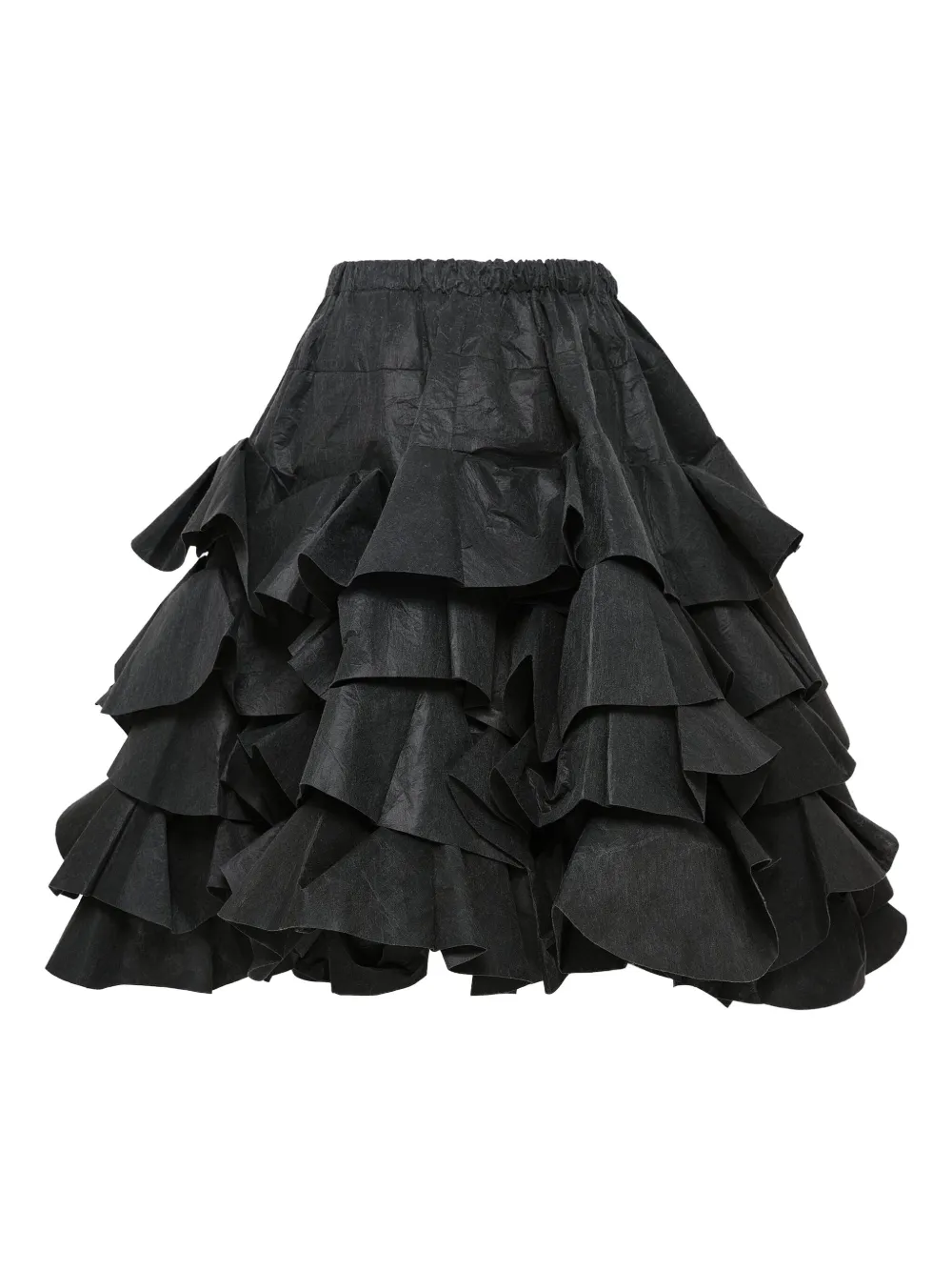 Comme Des Garçons Tao Ruffled Midi Skirt In Black