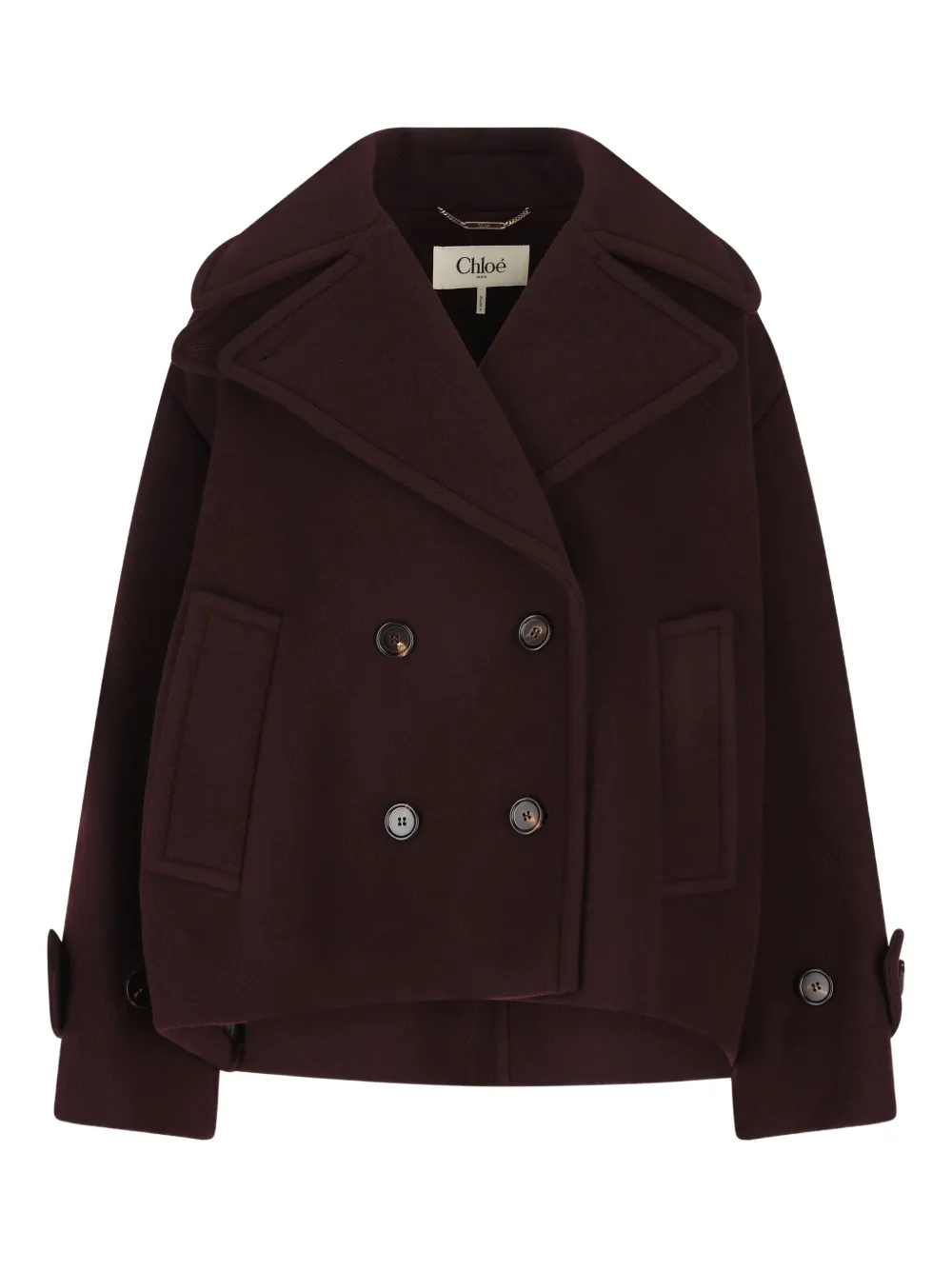 Chloé Women Violet Double-breasted Jacket With Wide Notched Revers And Dropped Shoulders In Wool Ble In Brown