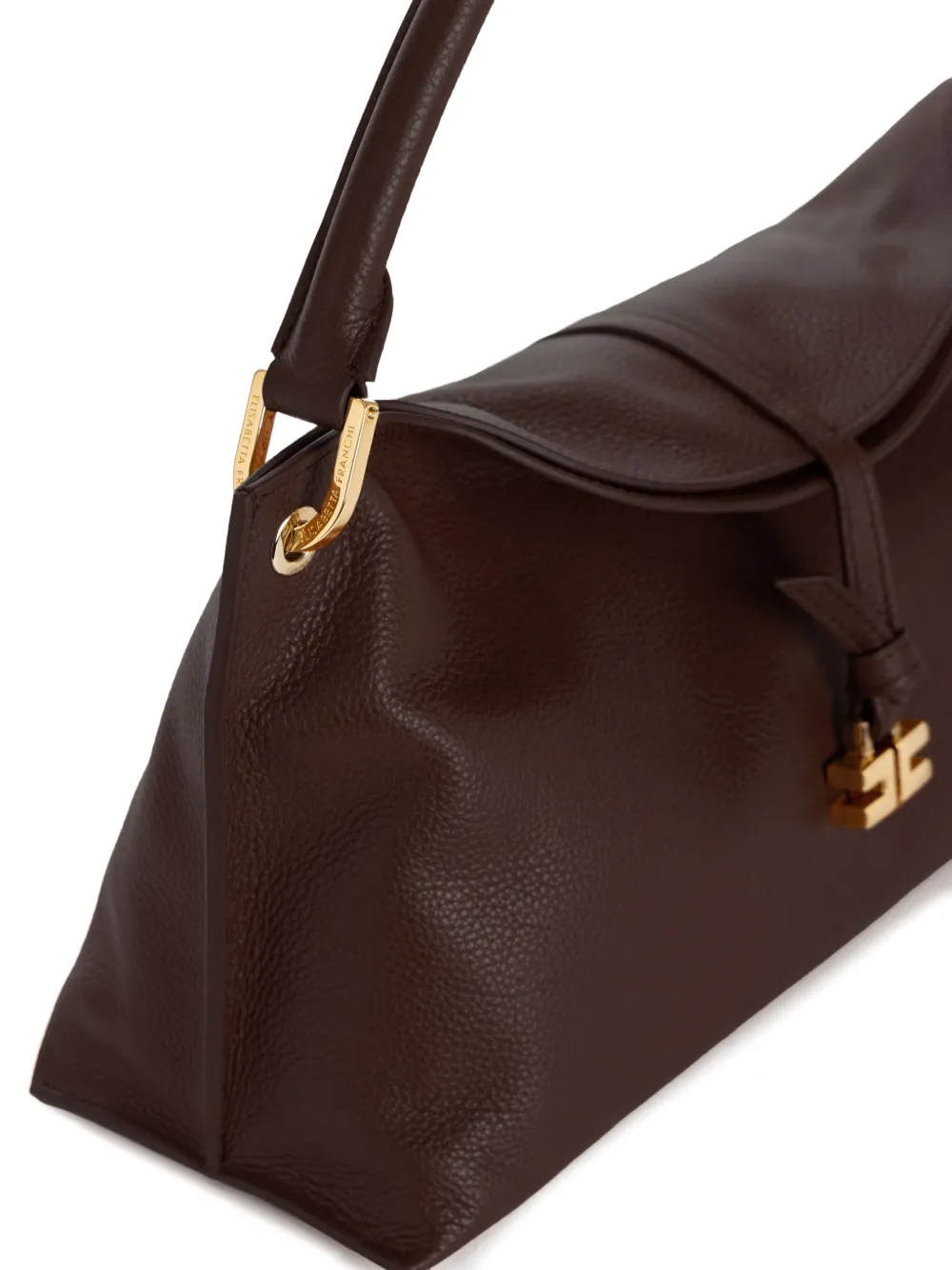 Elisabetta Franchi Medium Boulevard Leather Tote Bag In Brown
