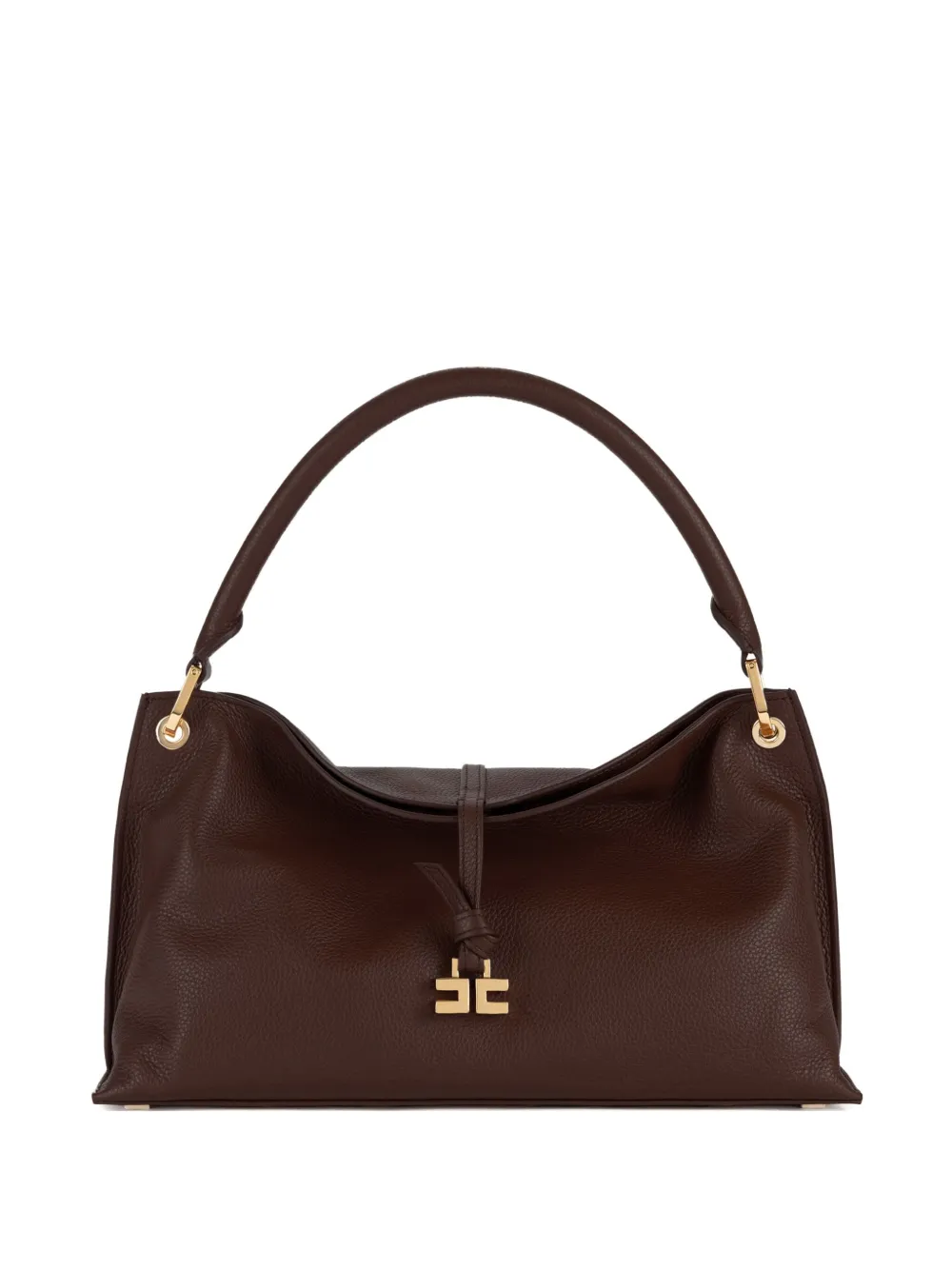 Elisabetta Franchi Medium Boulevard Leather Tote Bag In Brown