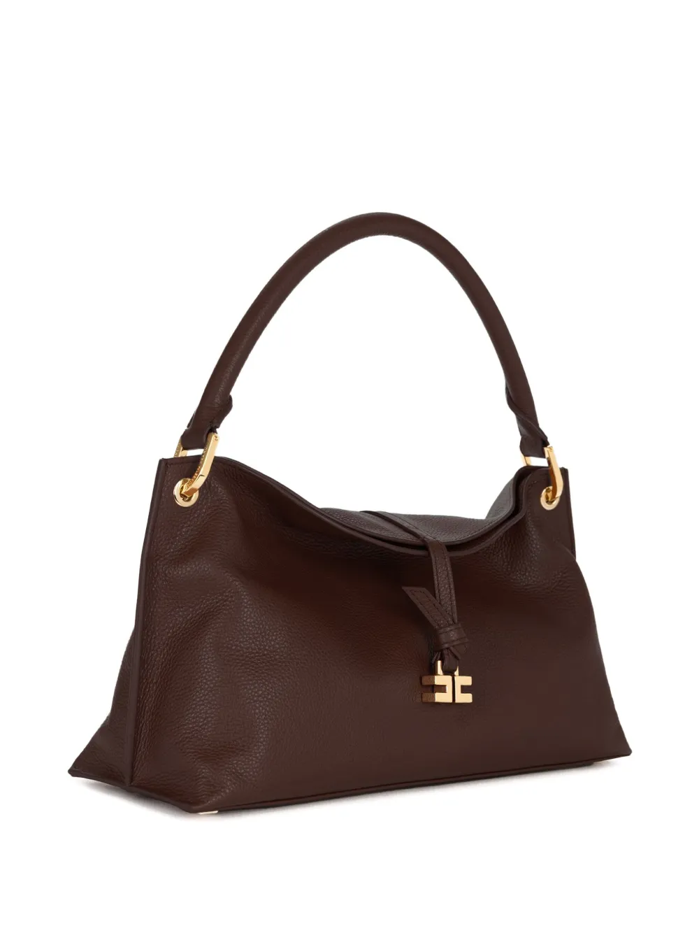 Elisabetta Franchi Medium Boulevard Leather Tote Bag In Brown