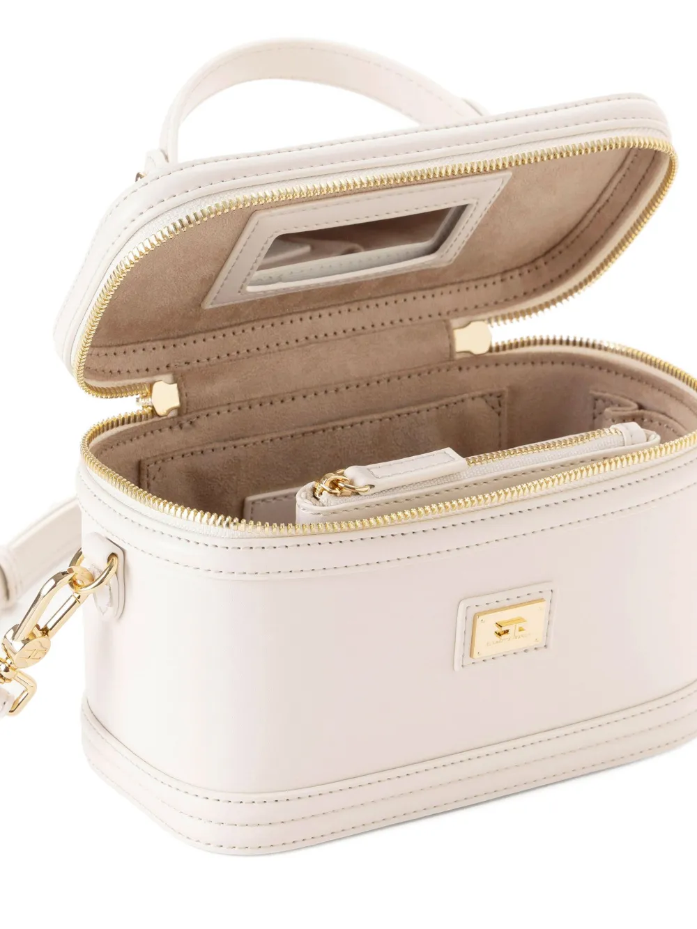 Elisabetta Franchi Zip-around Make-up Bag In Neutral
