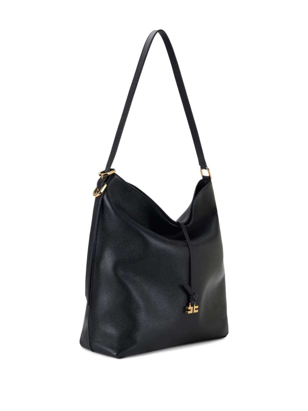 Elisabetta Franchi Boulevard Leather Shoulder Bag In Black