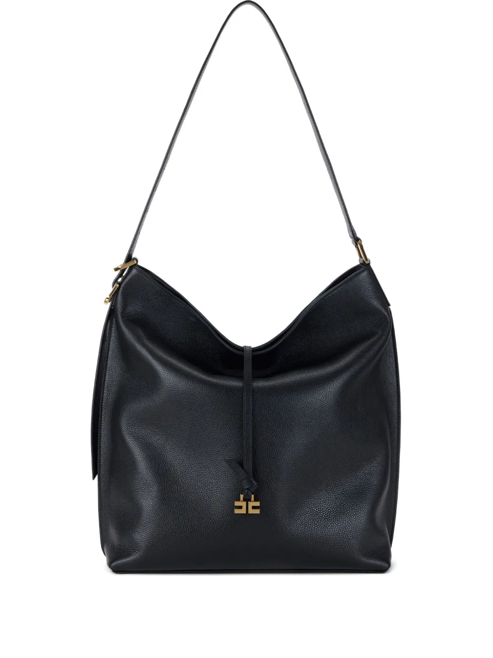Elisabetta Franchi Boulevard Leather Shoulder Bag In Black