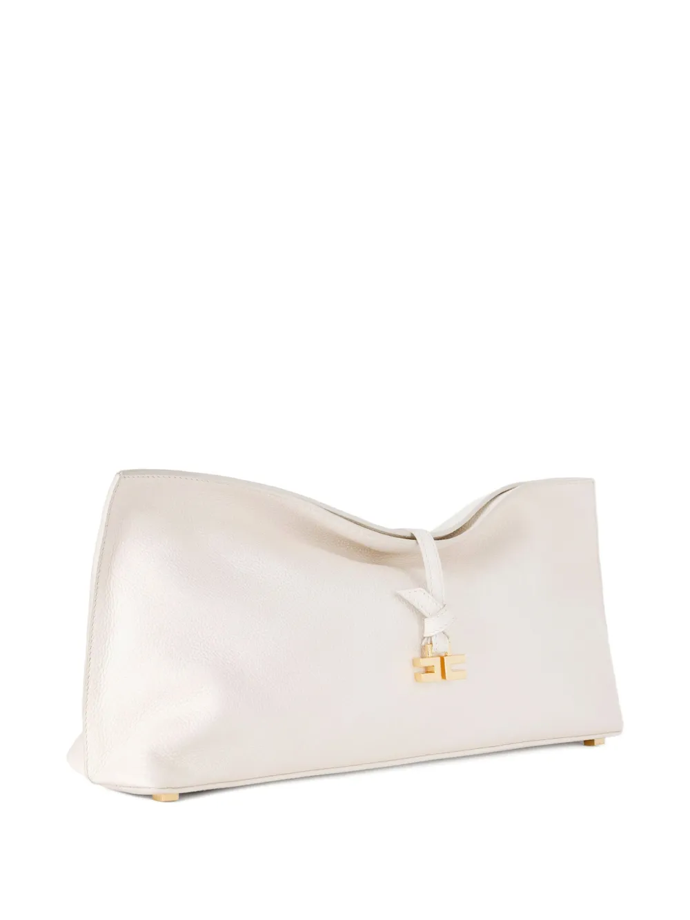 Elisabetta Franchi Boulevard leren clutch met striksluiting - Beige