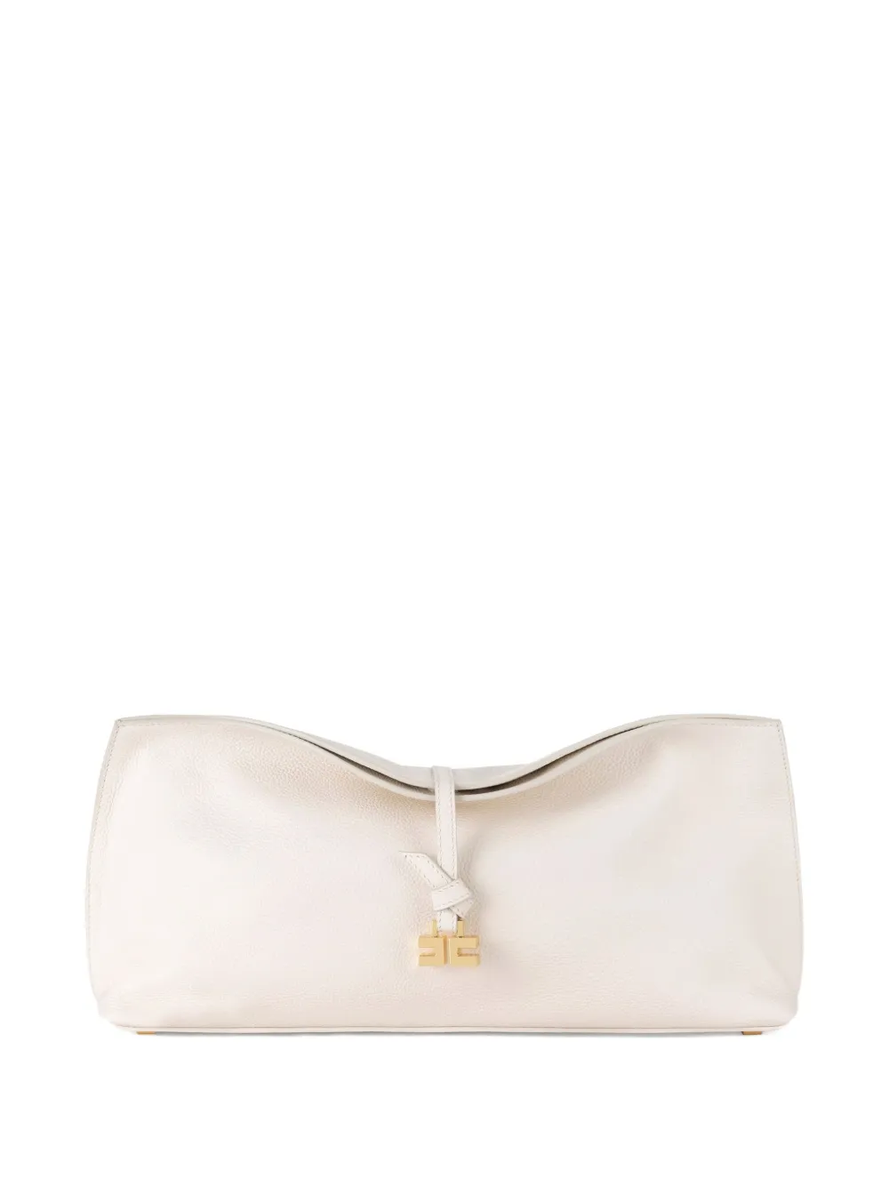 Elisabetta Franchi Boulevard Leather Tie-fastening Clutch In Neutral