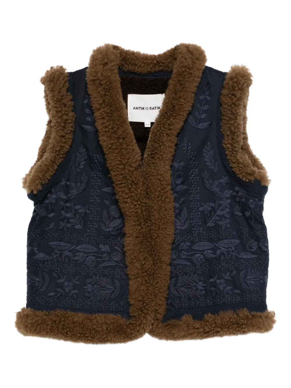 Antik Batik floral-embroidery waistcoat - Blue