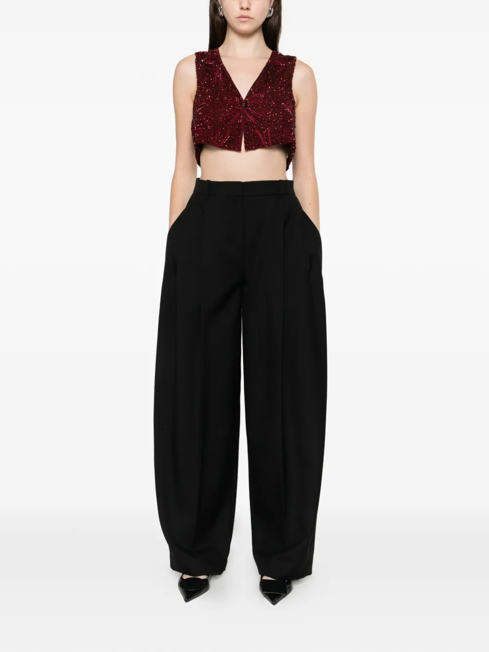 Antik Batik beaded V-neck top - Rood