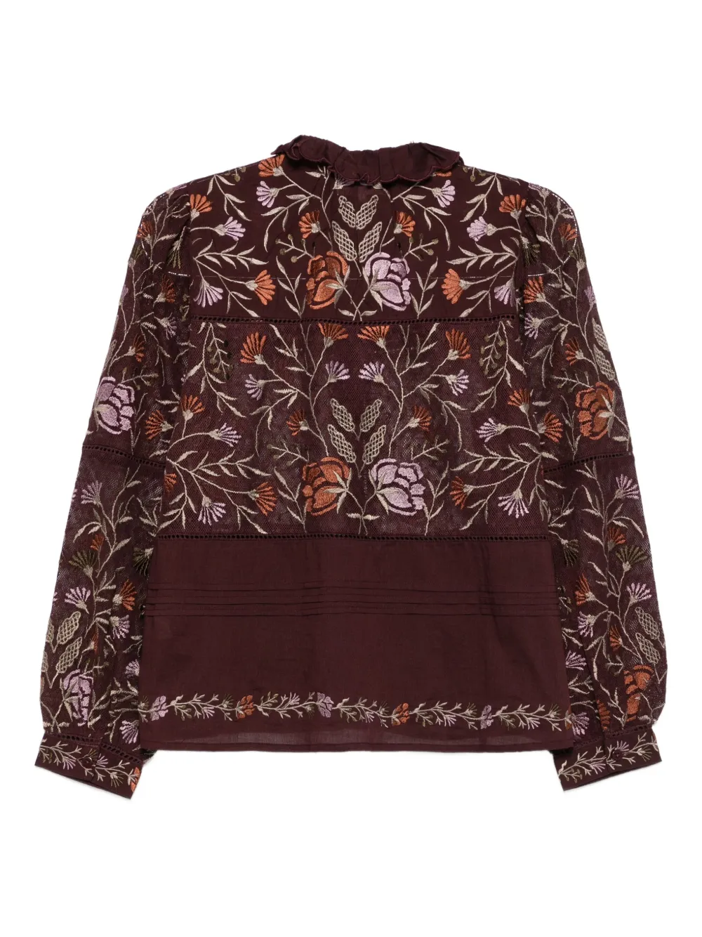Antik Batik Floral-embroidered Shirt In Red
