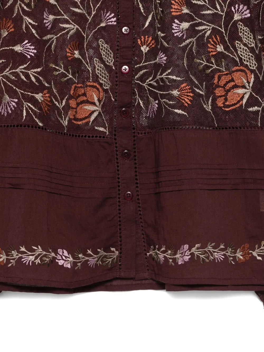 Antik Batik Floral-embroidered Shirt In Red