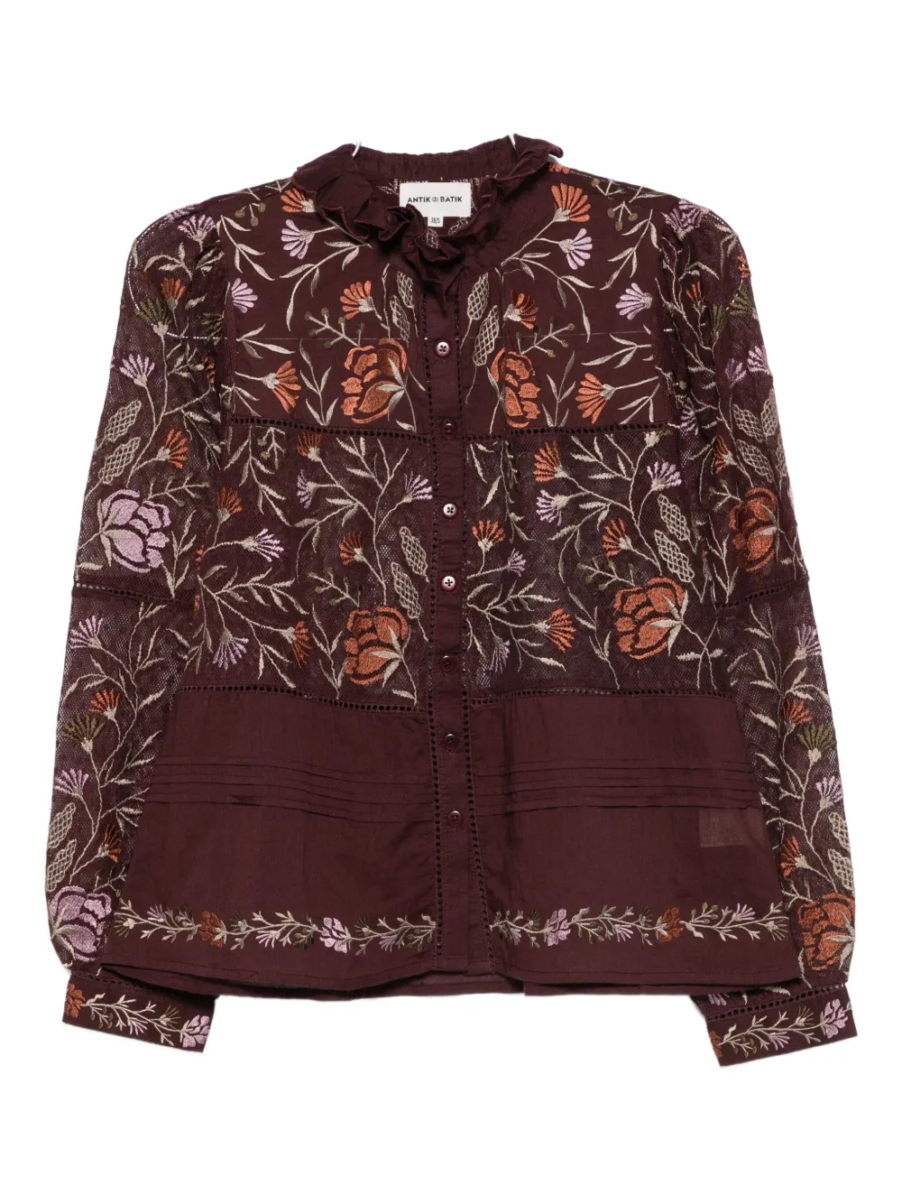 Antik Batik Floral-embroidered Shirt In Red