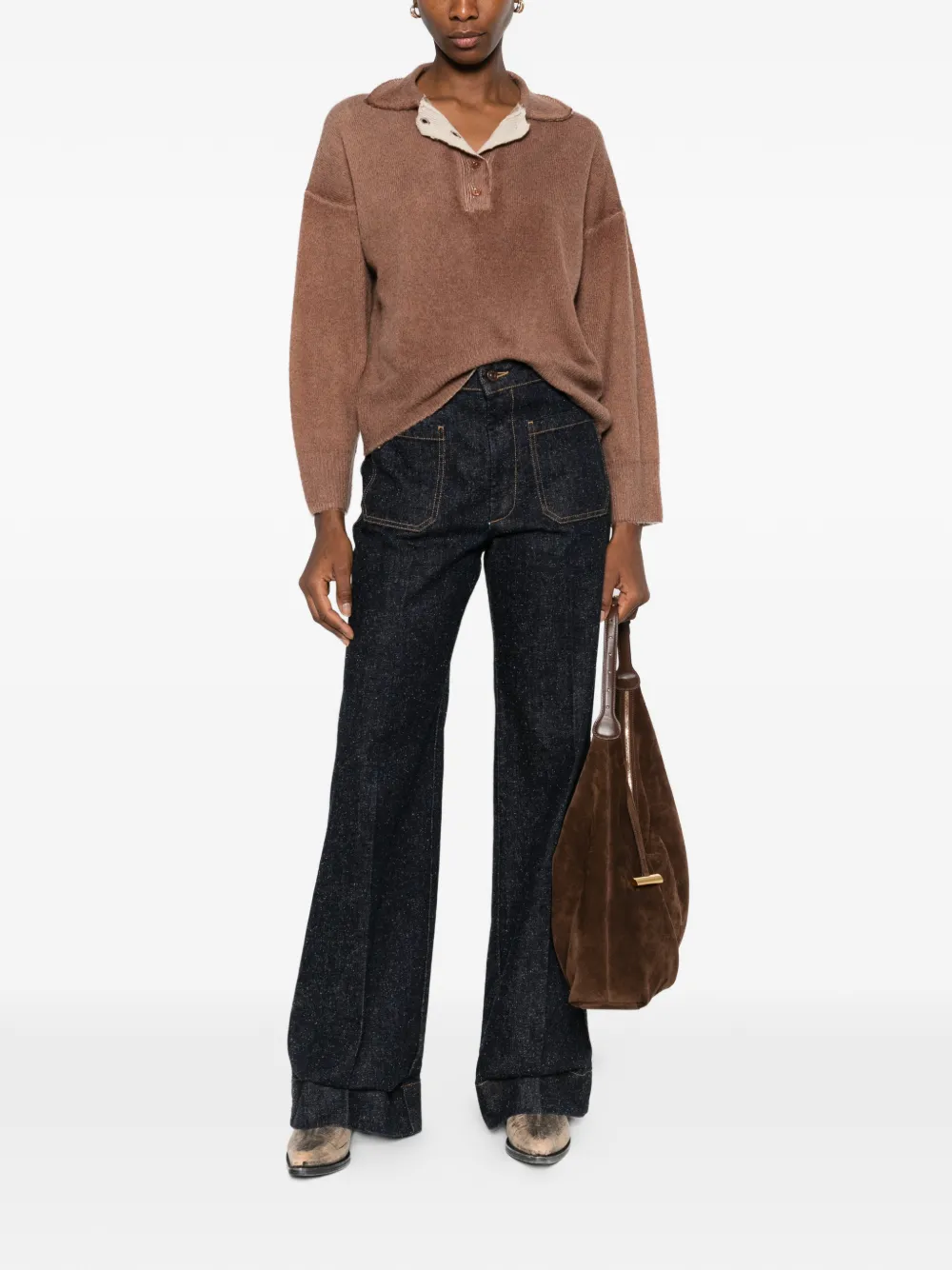 Lebor Gabala buttoned collared top - Bruin