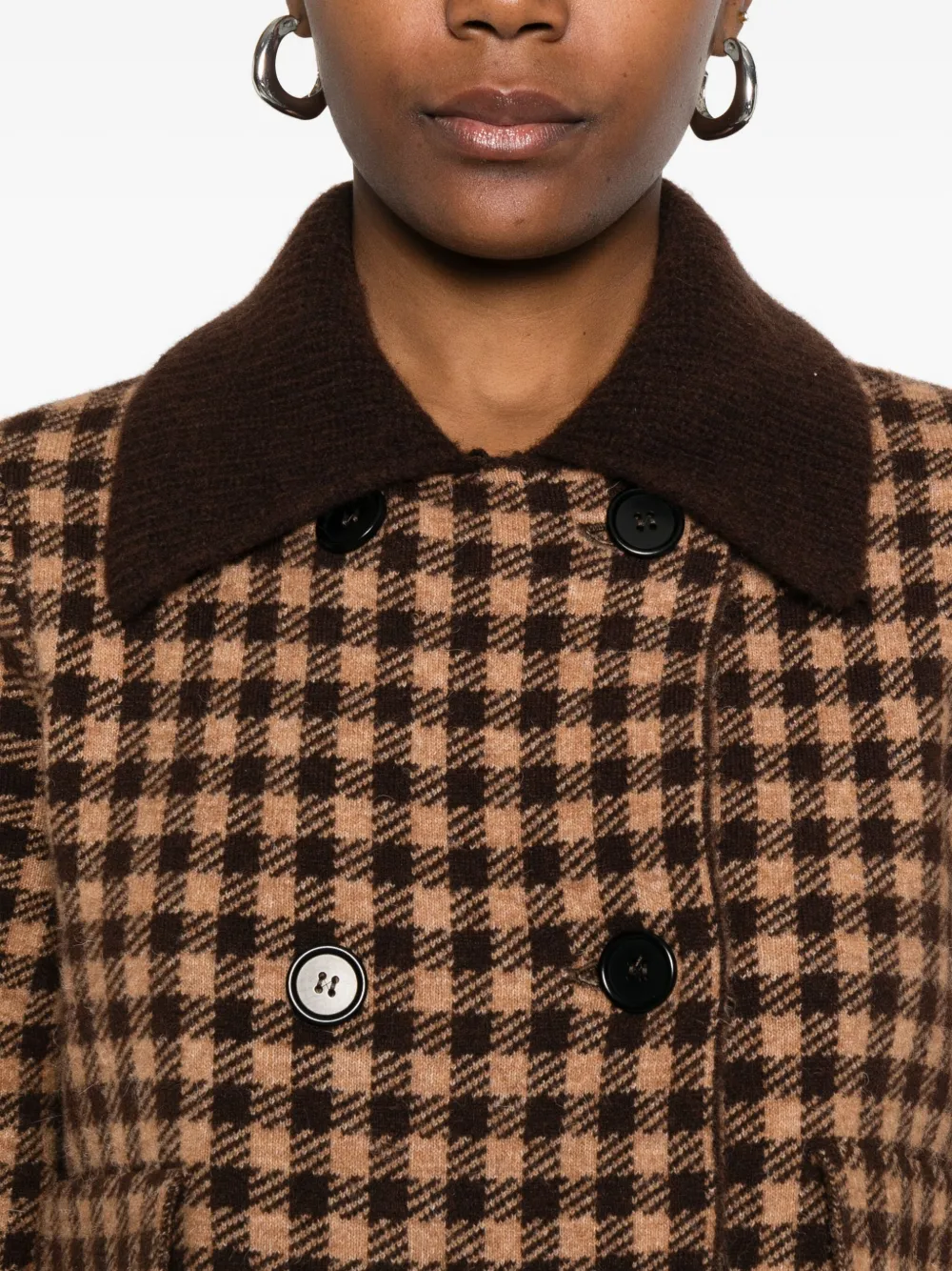 Lebor Gabala Double-breasted Checked Jacket In Brown
