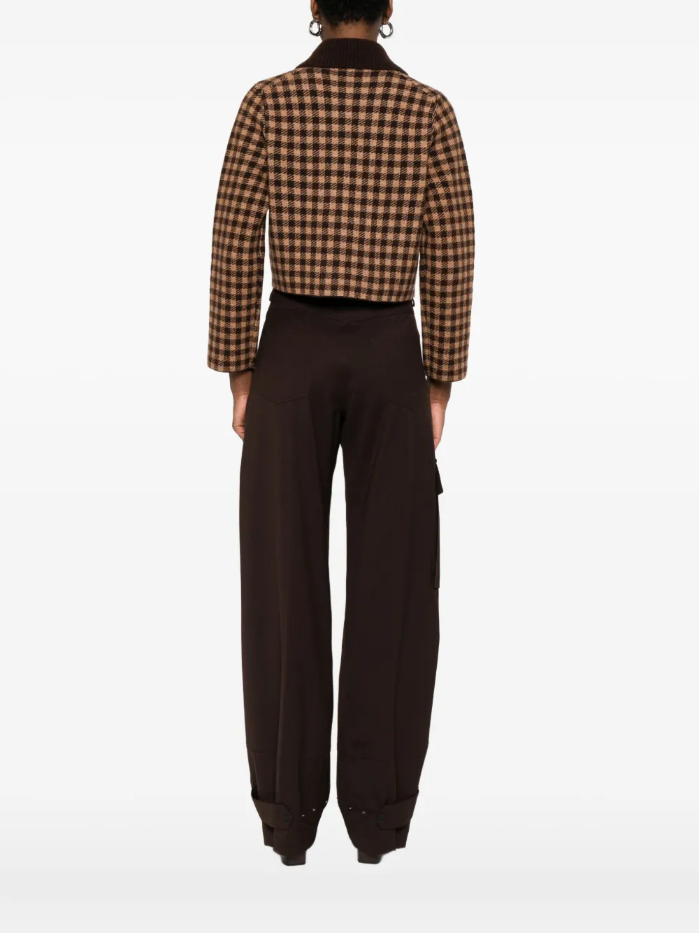 Lebor Gabala Double-breasted Checked Jacket In Brown