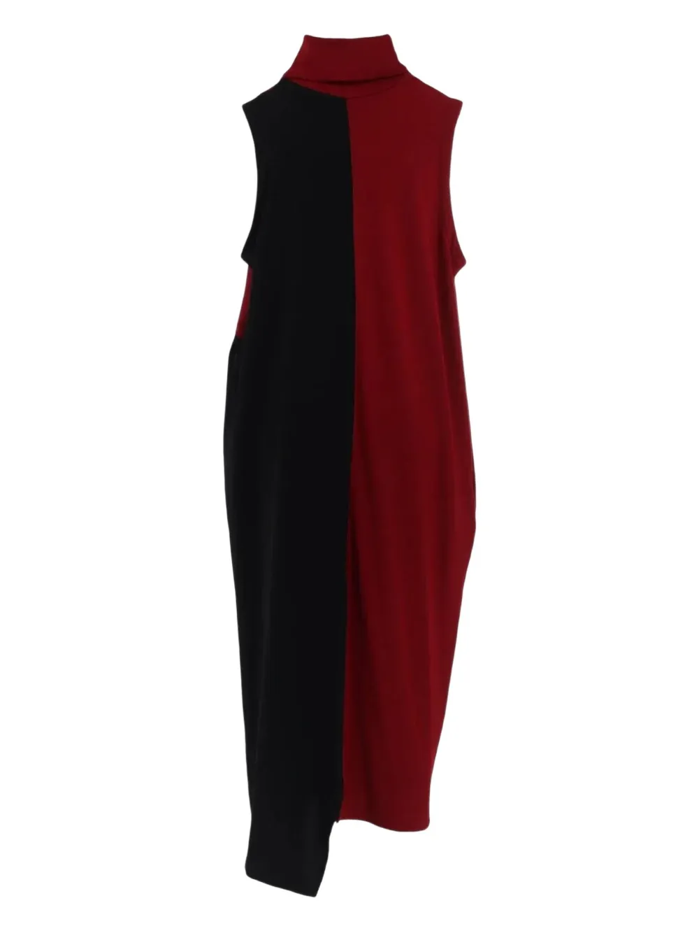 Y's Midi-jurk met colourblocking en hoge hals Rood